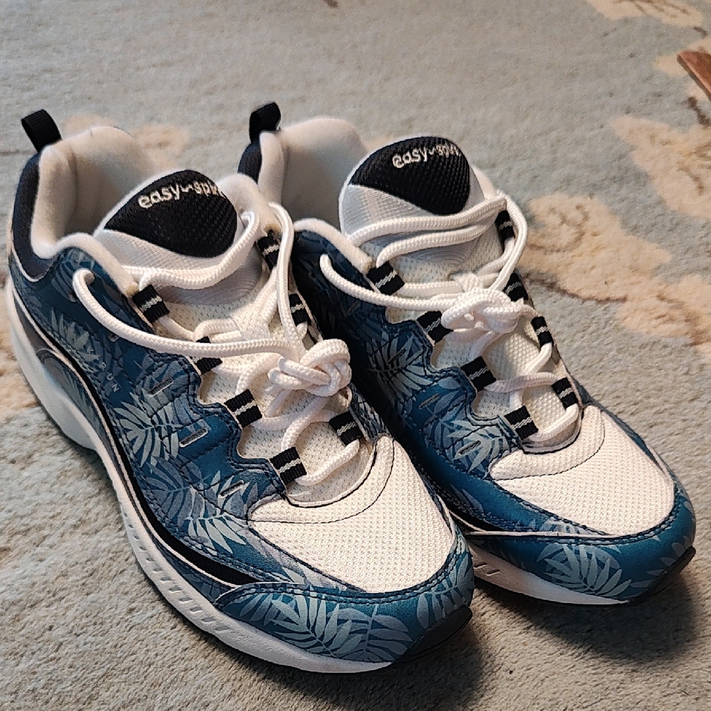 Easy Spirit Tropical Blue and White Athletic Shoes